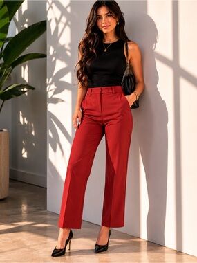 White House Black Market Perfect Form Rust Straight Crop Pants Size 2